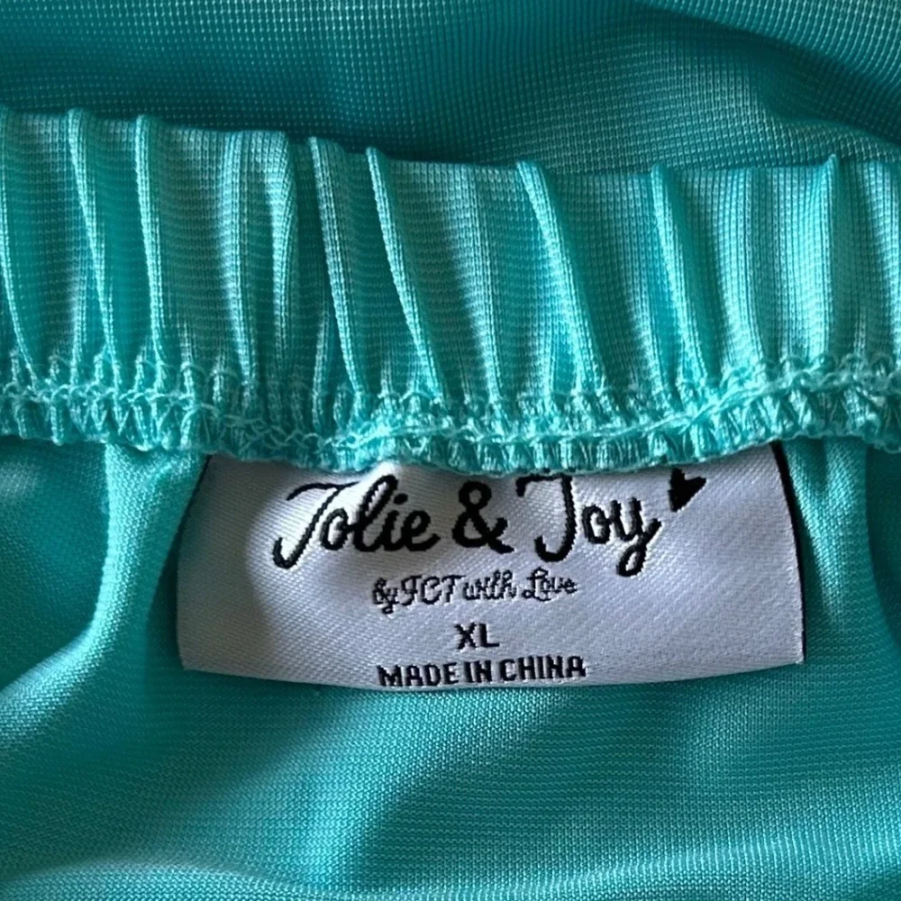 Jolie & Joy Womens XL Turquoise Teal Ruched Strapless Tube Top Summer - Picture 6 of 7